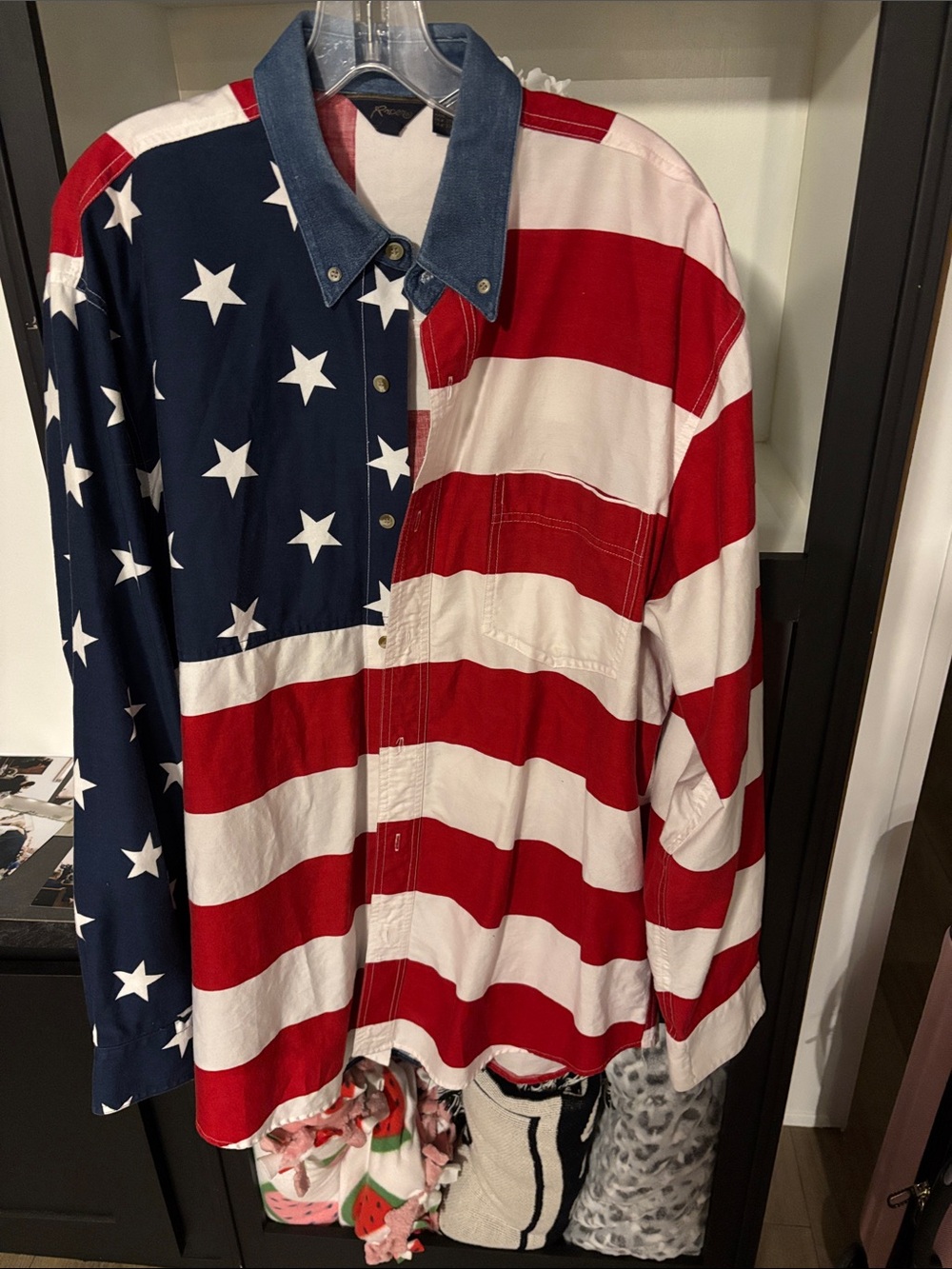 Roper Men's Flag Print Button-Down Shirt - Red, White & Blue